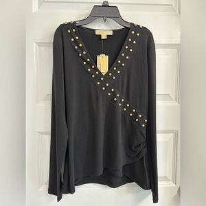 Michael Kors Black Top with Gold Studs